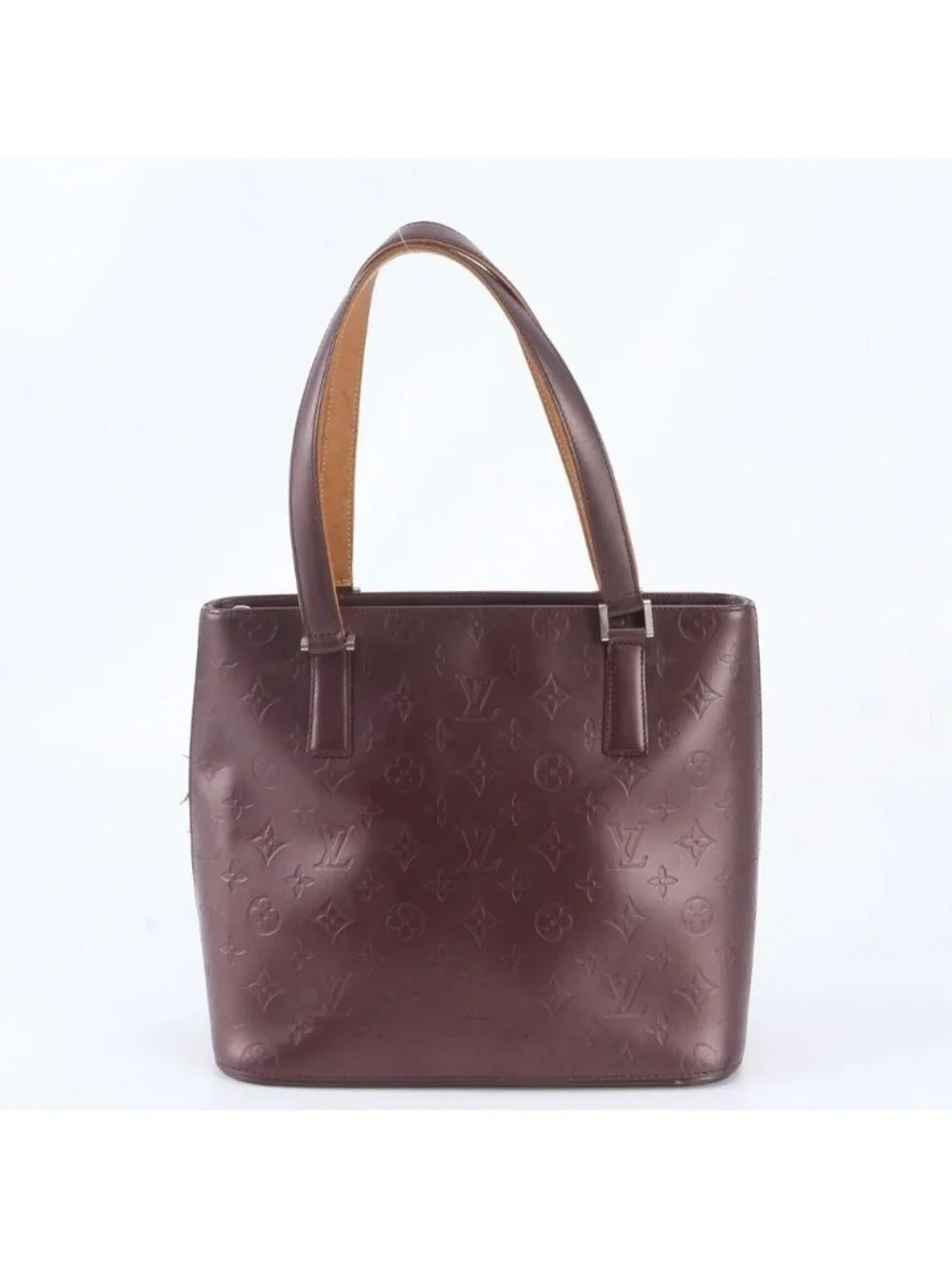 Louis Vuitton Monogram Matte Stockton Violet Leather Tote Shoulder Bag